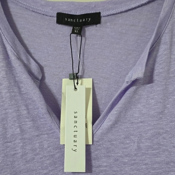 SANCTUARY Nwt Orchid Lilac Sleeveless 100% Linen Notch Neck Lightweigh Top, XL - Picture 3 of 16